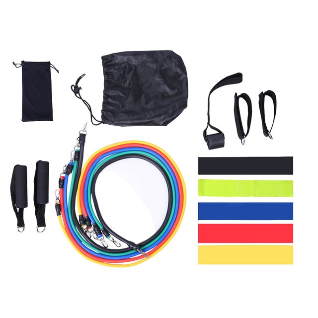 17Pcs/Set Latex Resistance Bands Gym Door Anchor Ankle Straps Resist band Kit Yoga Exercise Band Fitness Rubber Loop Tube Pull